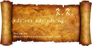Kürti Kötöny névjegykártya